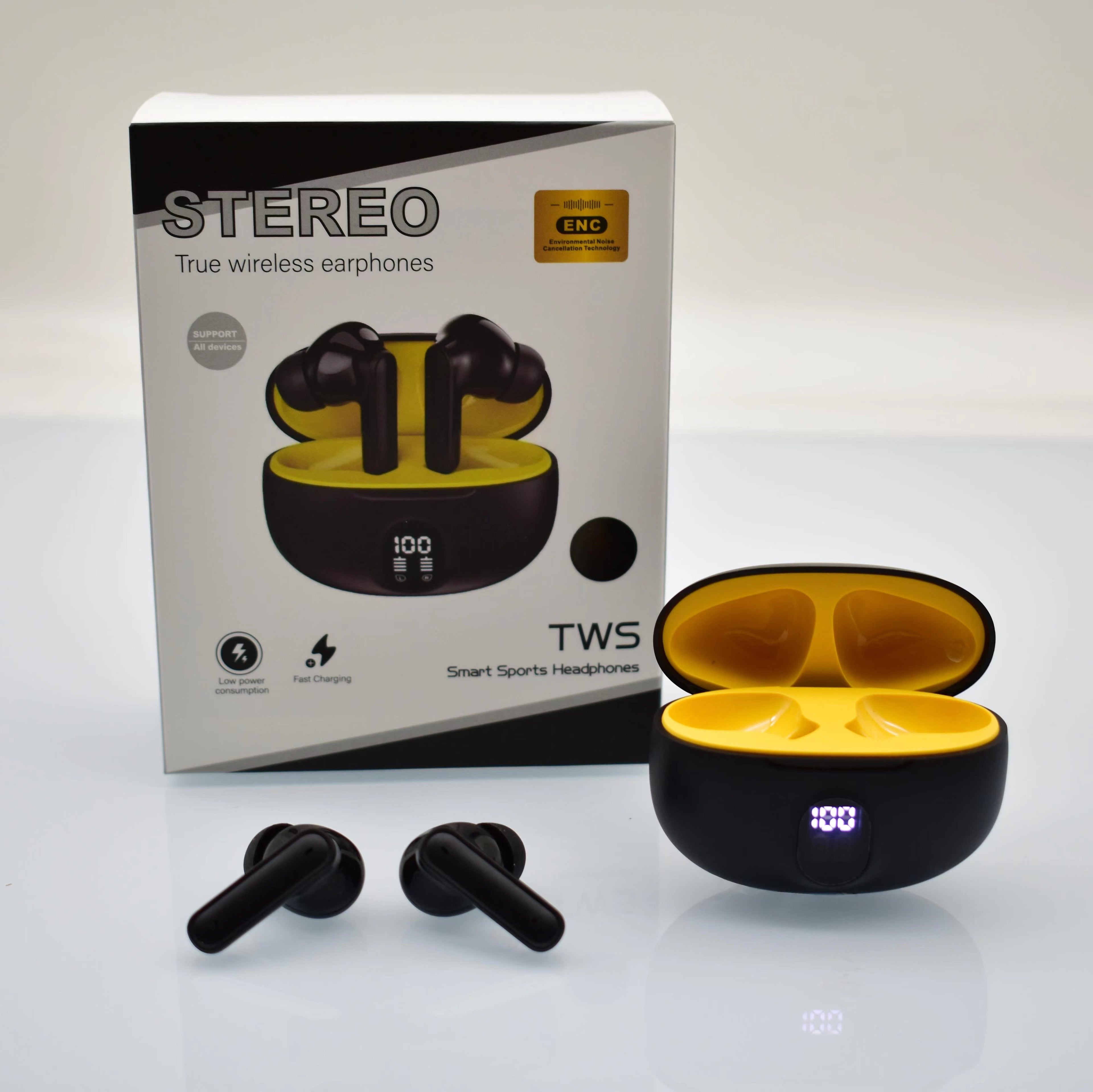 Stereo 895B Wireless Bluetooth Earbuds with Mic | LED Display | Type-C Fast Charging | Bluetooth 5.3
