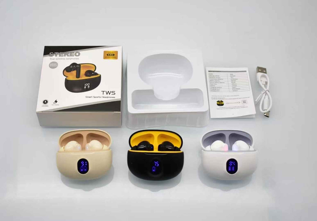 Stereo 895B Wireless Bluetooth Earbuds with Mic | LED Display | Type-C Fast Charging | Bluetooth 5.3